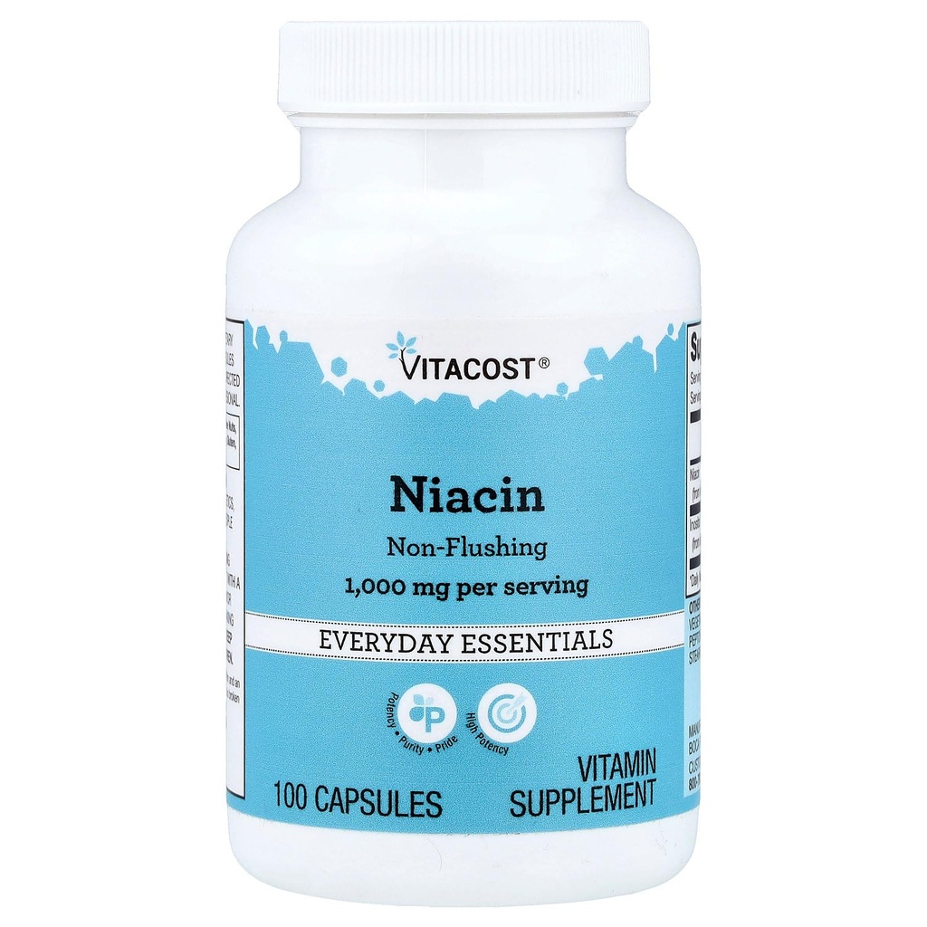 Vitacost Niacin, Non-Flushing, 100 Capsules (500 mg per Capsule)