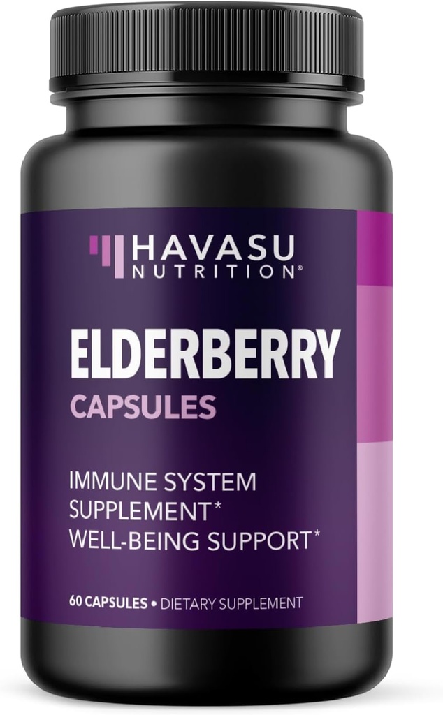 Самобукус Black Elderberry Capsules - Імунна добавка підтримки для дорослих - 400mg екстракту для сервірування для загальної Wellness - Вегетаріан-Friendly, Non-GMO, Нефлаворед - 60 граф, 2 місяць постачання
