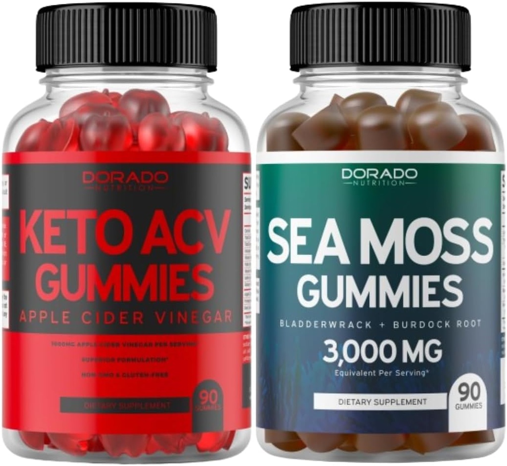 Keto ACV Gummies (90 Count) für Weight Loss Advanced Formula und Irish Sea Moss (90 Count) mit Bladderwrack für Energy & Immune Support - Vegan Safe - Non-GMO & Made in USA - 90 Gummies
