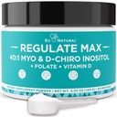 Regulate MAX Myo-Inositol & D-Chiro Inositol Supplement Powder for Women with Vitamin D & Folate Nutritional Support, Unflavored 60 Servings