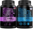MEDCHOICE Sleep Melatonin (90ct) and Nootropic Brain (60ct) Supplement Bundle - Wellness Duo for Sleep, Brain, Focus, & Mood Support - Vegan, Non-GMO, Gluten-Free