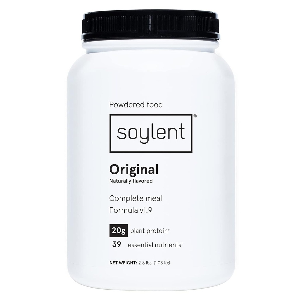 Soylent Complete Nutrition Meal Replacement Protein Powder, Original - Plant Based Vegan Protein, 39 Esential Nutricents - 36.8oz