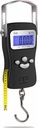 AWS Digital Baggage Scale, Fish Svorg Scale, Hanging Scale 110lb / 50kg - Die- Cast Metal Construction, Built- in Tape Measure, Hook & Handle - kelionėms, žvejybai, Archeriui, Medžioklei, Lauke (Juoda)
