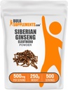 BulkSupplements.com Eleuthero pulver - Sibirsk Ginseng pulver, Eleutherococcus senticosus, Ginseng Herbal Supplement - Glutenfri, 500 mg per servering, 250g (8,8 oz) (Pack of 1)