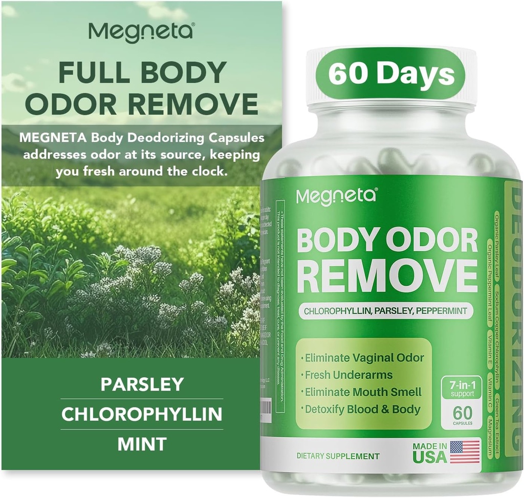 תוספי גוף Deodorizing, Natural Internal Odor Control Pills for Men & Women, Chlorophyll קפסולות עבור עור, נשימה, ובריאות Gut (60 קפסולות)