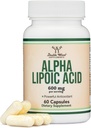 Alpha Lipoic Acid 600mg per Serving, 60 Capsules (Third Party Tested, Non-GMO, Gluten Free, Vegan Safe) VentiAntiokhimant for Neuropathy and Cardiovascular Health (ALA Suplemen) by Double Wood