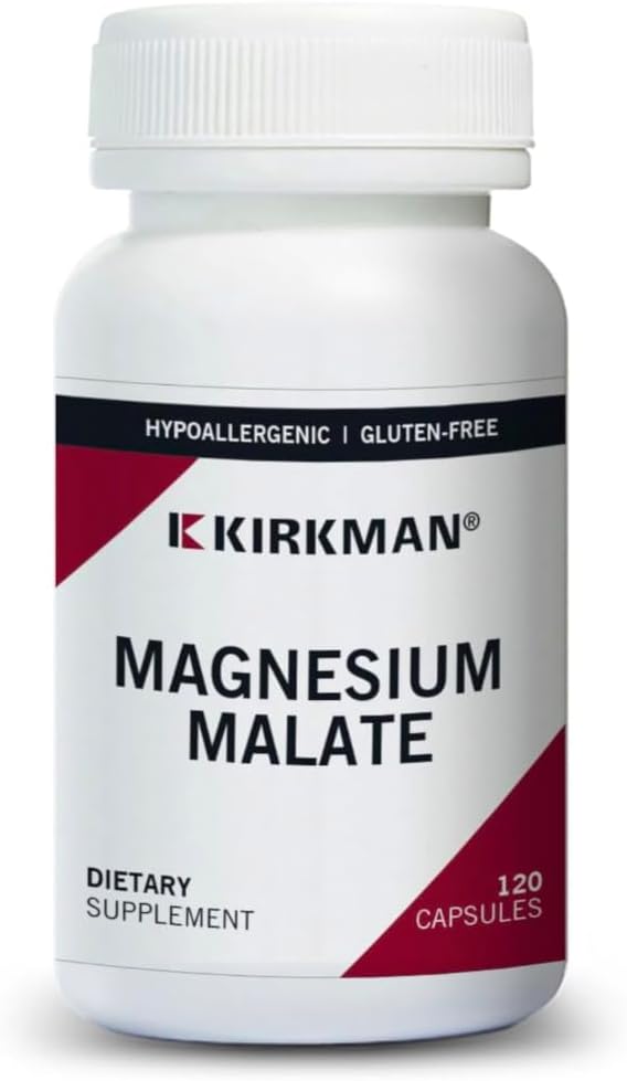 Kirkman - Magnesium Malate 800 mg - 120 kapsler - støtter hvilefull søvn - avslapper nerver og muskler - Hypoallergenic