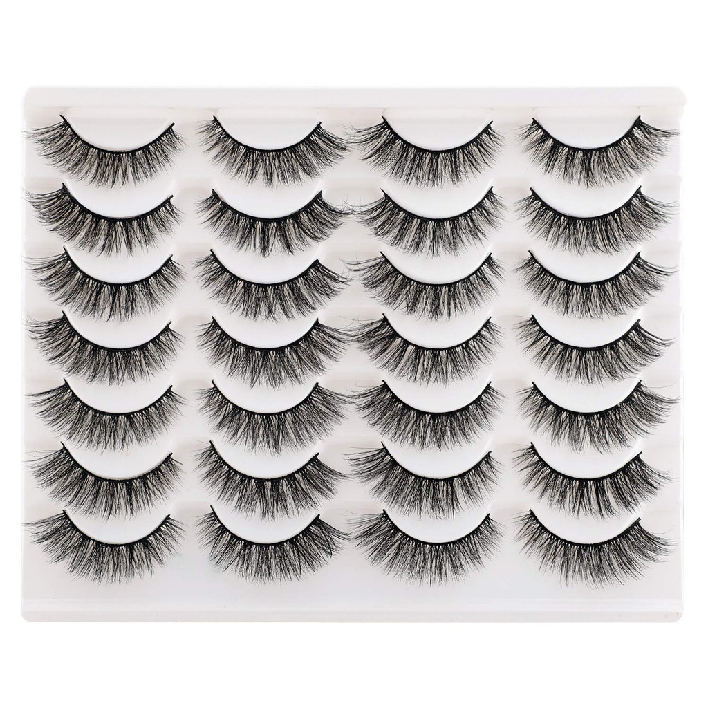 Newcally Lashes False Eyes Cat Wispy Natural Faux Mink Lashes 14 Perechi Pack Light Volume scurt Fake Eye Lashes Multipack