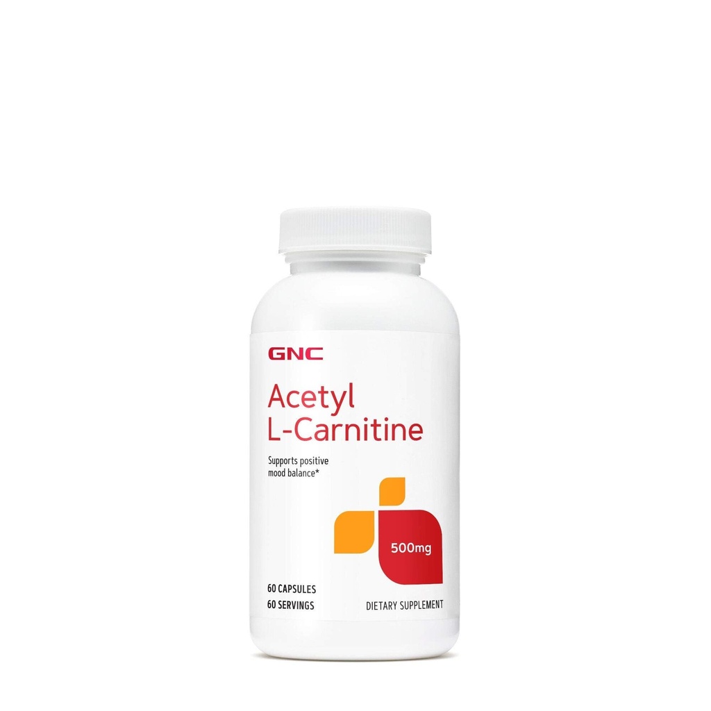 GNC Acetyl-L-Carnitine 500mg, Supports Positive Mood Balance, 60 Count