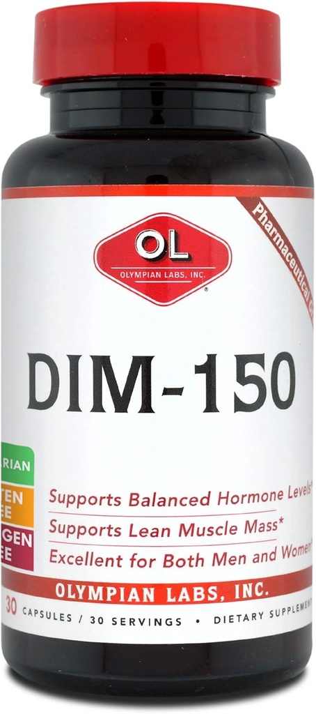 אולימפיה מעבדות DIM תוספת 150 מ"ג - DIM Diindolylmethane 30 קפסולת אספקה של DIM עבור Estrogen Balance, הורמון Menopause הקלה, טיפול תזונתי, PCOS, פיתוח גוף