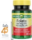 LUAL Spring Valley Folate 666 mcg DFE (400 mg Acid folic) 250 CountBundle 45 Diabet zaharat decodat, Folate Supliment pentru femei