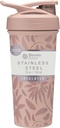 BlenderBottle Strada Flip Shaker Cup Insulated Stainless Steel Water Bottle with Wire Whisk, 25-Ounce, Brown Flowers