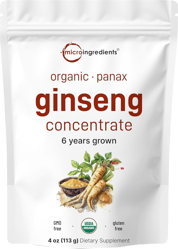 Mikro sestavine Največja jakost organski korejski ginseng koren 200:1 prašek, 4 Ounce, rdeča Panax ginseng prašek, Active ginsenoside, Vegan prijazno