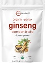 Mikroingredienser Maksimal styrke Økologisk koreansk Ginseng Root 200: 1 Pulver, 4 Ounce, Rød Panax Ginseng Pulver, Aktive Ginsenosider, Vegansk Friendly