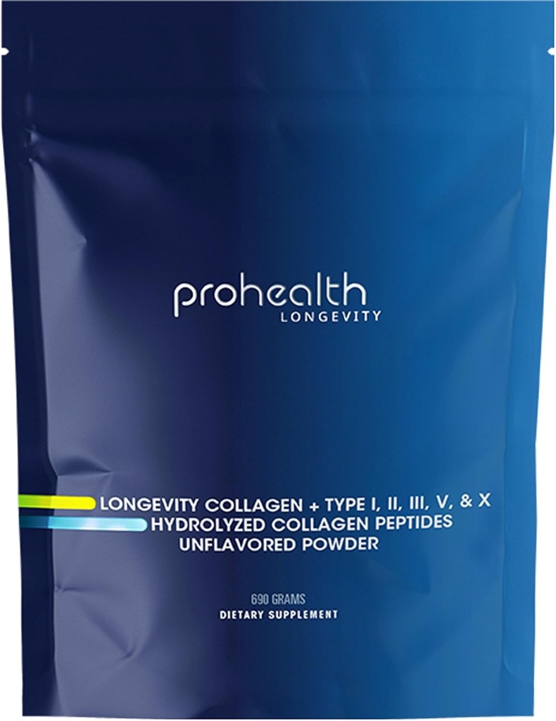 El Collage de Longevitat Peptides Powder (per a la gent més de 40. 20g Multi Collage) 2g Pro-Cagen. Àcid hilurònic. Tipus I, II, III, V, X per a Conducts, Ossos, pell, moscles, Gut - 30 Servings