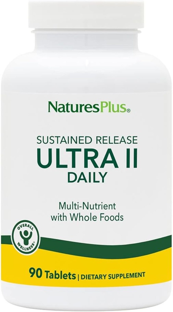 NaturesPlus Ultra II Daily - 90 Comprimidos - Multivitamin com alimentos inteiros para o bem-estar geral - Suporta Energia e Saúde Imunitária - Liberação Mantida - 90 Servimentos