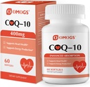 OMOGS CoQ10 400mg Softgels, Coenzyme Q10 Висока абсорбция Добавки в подкрепа на здравето на сърцето, сърдечно-съдови здраве, имунната система и клетъчната енергия производство, Gluten Free, 60 Softgels