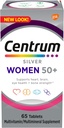 Centrum Silver Naiste multivitamiin naistele 50 Plus, multivitamiinid / multimineraalsed toidulisandid D3-vitamiiniga, B-vitamiinid, mitte-GMO koostisosad, toetab mälu ja tunnetust vanematel täiskasvanutel - 65 Ct