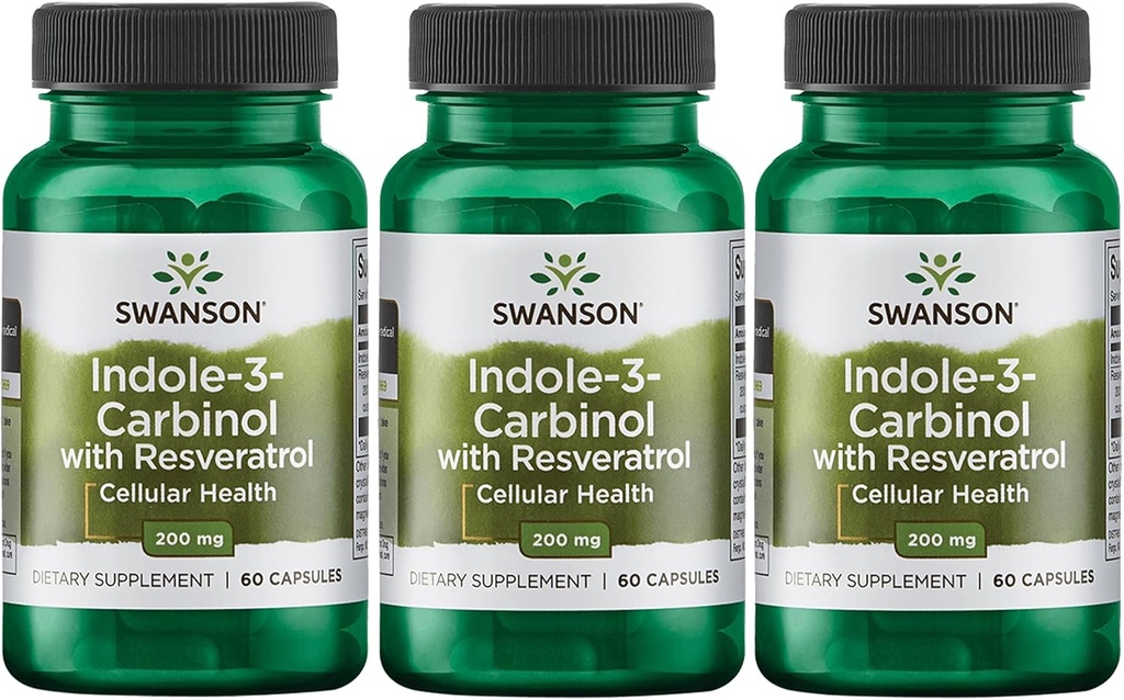 Swanson Indole-3-Carbinol amb Ressveratrol - I3C suplementari Formoting Protecció celular - Natural suplementari per ajudar a mantenir Hormone - (60 Capules, 200g Each) (make3)