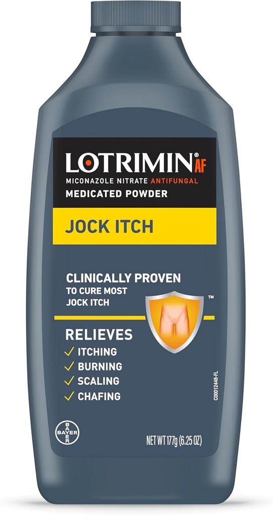 Lótrimin Antifugal Jock Itch Powder với Miconazole Nitrate, Jock Itch điều trị cho nam, nữ và trẻ em qua thời đại 2, 6.25 oz chai rượu.