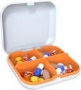 Pill Box Portable Pill Dispensing Box, Travel Portable Pill Box, 4- Compartement Daily Portable Pill Organizer, Alkalmas Vitaminok, Gyógyszerek, Halolaj (Fehér + Narancs)