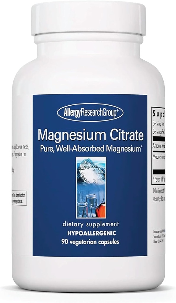 El grup d'Agència de Recerca Magnesi Citrate Dietary suplementari - Implementació de Bone i Stress, Bé-Absorbe, Hypoliergènic, Vegetarian Capsules - 90 Compte