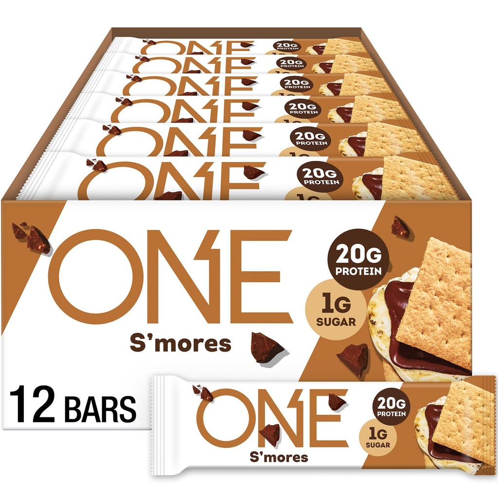 ONE Protein Bars, Smores, Glutenfrei mit 20g Protein und 1g Zucker, Pantry Staples, 2.12 oz (12 Count), Packaging May Vary