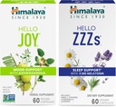 Himalaya Halo Joy dengan Ashwagandha untuk Improving Mood dan Roh & Hello ZZZs dengan Melonasin untuk Dukungan Tidur, 60 Capsules Setiap Bundle
