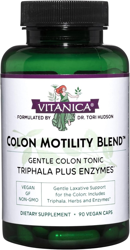 Vitanica Colon Motility Blend, Colon Dukung, Vegan, 90 Kapsul