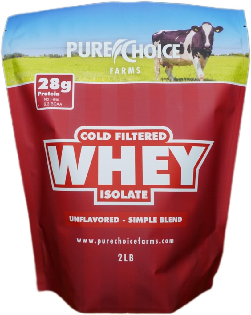 Czysty wybór Nieflawored Protein z serwatki Isolate Powder, 28 g Protein & Sugar- Free, Niedenaturowany Serwatka, 1 Składnik, Nie Napełniacze lub Sztuczne Sweetenery (Unflavored, 2 lb)