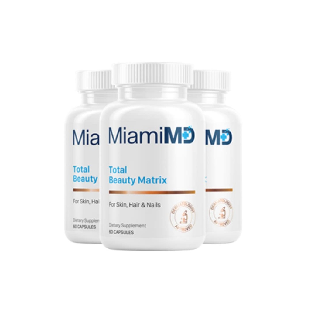 MiamiMD Total Beauty Matrix Collagen Integratori per Donne - Capsule Collagene con Vitamina C per Capelli, Pelle e Unghie - Cruelty Free - 60 Capsule