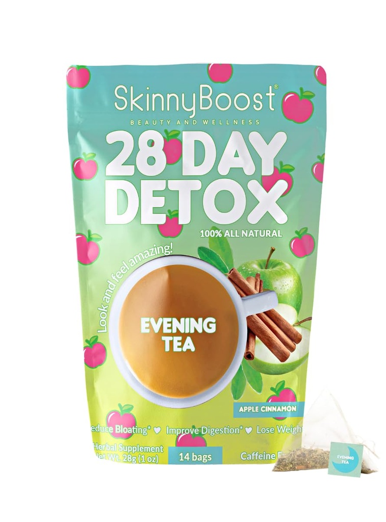 Skinny Boost Õhtune Detox Tee-APPLE CINNAMON - 14 teekotid kokku, toetab detox ja puhastamine, Vähendab Bloating, 100% Kõik Natural, Vegan, Non GMO