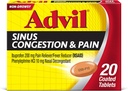 Advil Sinus Congestion and Pain, Sinus Relief Medicine, Skausmas Reducer with Ibuprofen and Phenilephrine HCl - 20 dengtos tabletės
