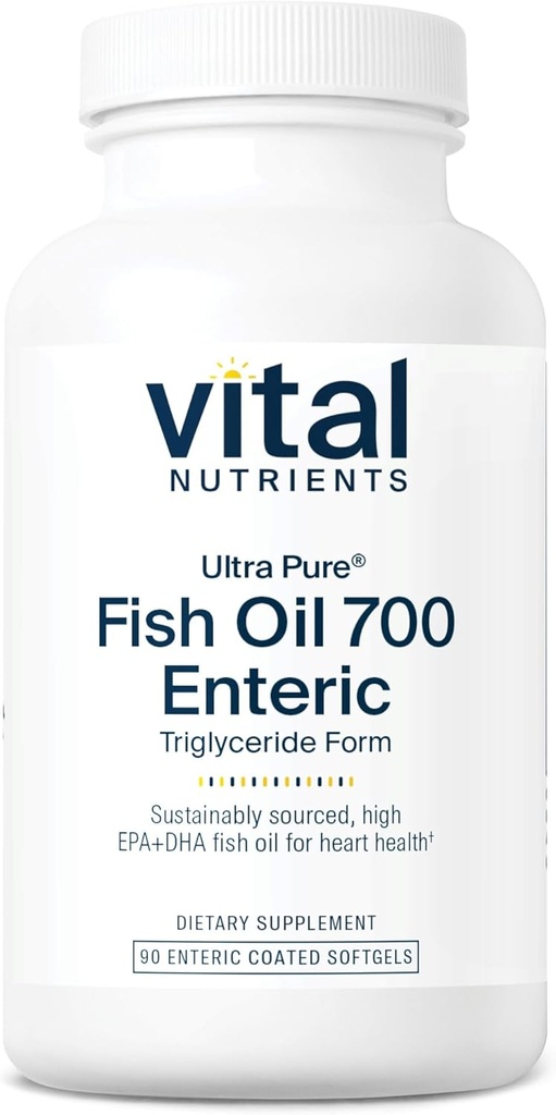 Vital Nutrients Ultra Pure® Fish Oil 700 Enteric コーティング | ハート、脳、免疫健康* | 持続的に高EPA&DHAオメガ3脂肪酸 | バニラ風味 | グルテン、乳製品、大豆フリー | 90 カウント