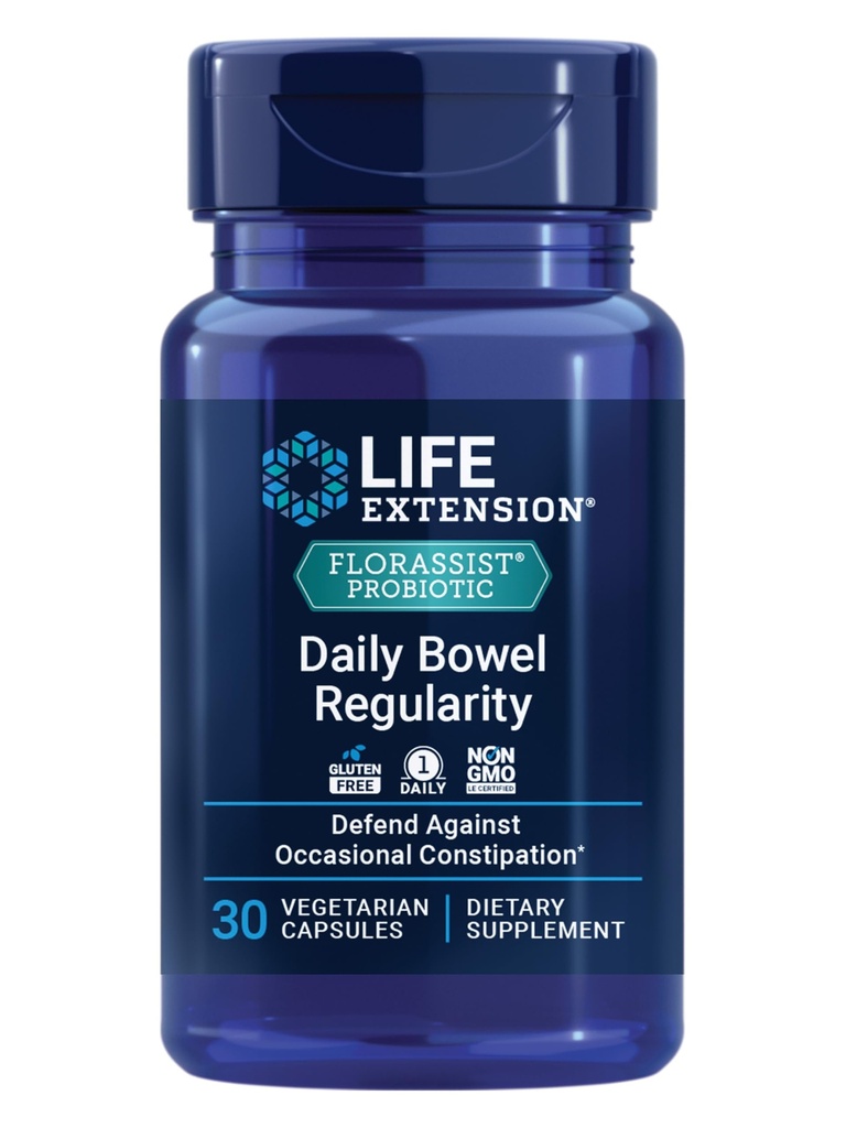 Life Extension FLORASSIST Daily Bowel Regularity – Bifidobacterium lactis HN019 – Clinically Studied Probiotic for Occasional Constipation – Gluten-Free, Non-GMO – 30 Vegetarian Capsules