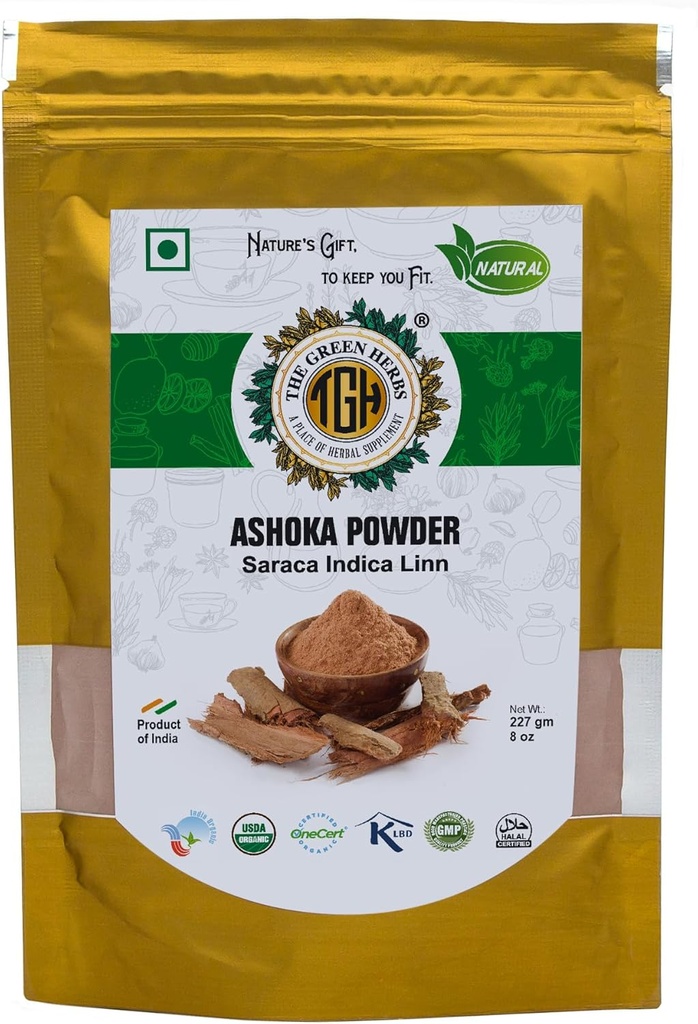 Green Herbs Ashoka Chhal Toz, 227g Finely Ground, Natural və Kimya-Free, Qadınlar üçün Herbal Toz, Saraca Indica