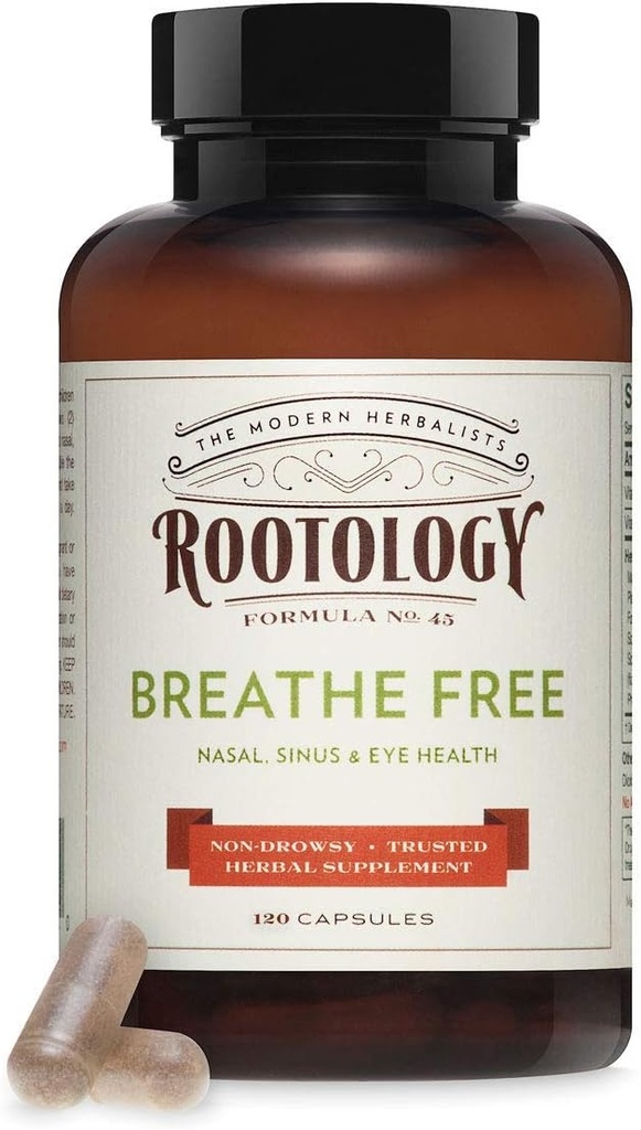 Rootology Breathe Free - Natural Nasal & Sinus Relief - Fast-Acting, Non-Drowsy - 120 Капсули ...