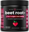 NutraChamps Beet Root Powder Circulation Supplement, Superfood Powder Nitric Oxide con Beetroot Juice, Super Reds & Grape Seed Extract, Non Sugar Beet Suplemento - 8.74 Oz