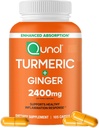 Curcumina Qunol Turmeric cu piper negru & ghimbir, extract de turmeric 2400 mg cu 95% Curcuminoide, Suplimentul suplimentar de putere, Absorbție îmbunătățită, Supliment de sprijin comun, 105 Conte