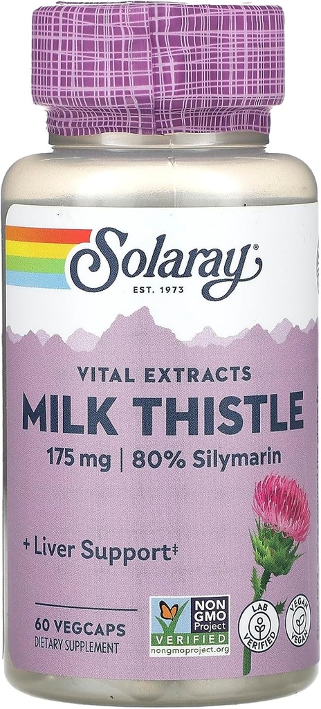 Solaray Milk Thistle kivonat kiegészítés, 175mg, 60 gróf