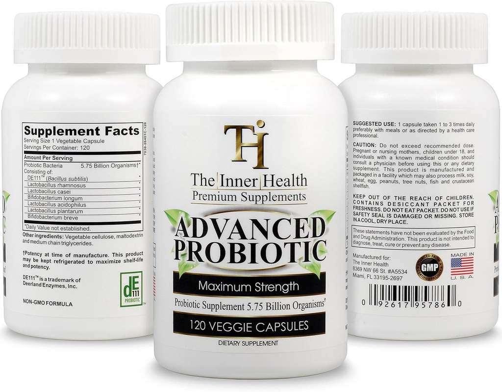 PROBIOTIC Supplement 5.75 Miljardin Organisms-Bacillus Subtilis Bifidobacterium Longum L.Acidophilus L.Rhamnosus L.Plantarum-120 Caps
