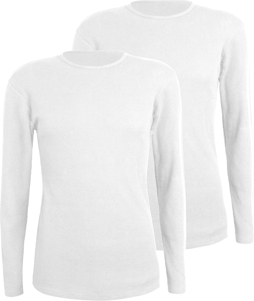 Comfneat Hombre 2-Pack Thermal Long Sleeve Undershirt Waffle Knit Soft Comfy Crew Neck Ropa interior Camisas superiores para hombres