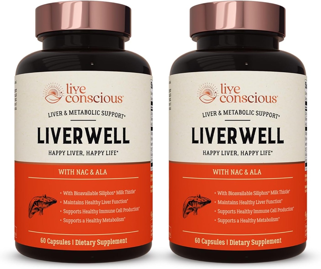 LiverWell Liver Cleanse, Rejuvenation, Metabolic Support - Liver Supplement für Lebergesundheit w/Highly Bioavailable Milk Thistle Extract, N-Acetyl Cystein, Alpha Lipoic Acid, Zink, Selen - 2 Pack