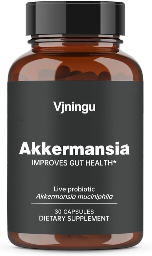 Akkermansia Probiotic cu Prebiotic Fiber, Creste GLP-1 Productie, Third-Party testat, 100M AFU Tren viu pentru sanatate Gut pentru oameni (2024Noi, 30Capsule, 1Pachet)