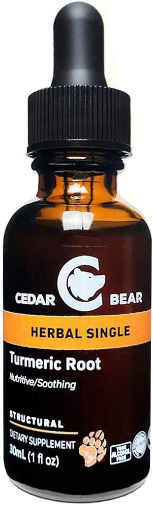 Cedar Bear Turmeric Root (Curcuma Longa) 건강한 세포 활성을 지원하는 액체 초본 보충, 및 자극 면역 기능 1 Fl Oz