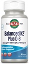 KAL Balanceado K2 Plus D-3 Comprimidos, 100 mcg, 60 contagem
