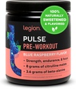 LEGIÓ Pusse Pre Workout - All Natural Nitric Oxide Preworkout Bebeture Energia, Free Creatine, Naturalment zone, Beta Alanine, Citrulina, Alfa GPC (Blue Raspber)