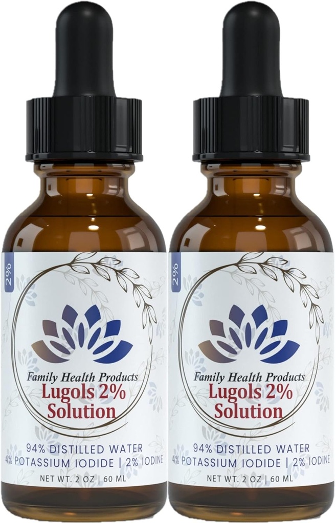 Lugols Iodine Solution 2% 2 flet oz Liquid Drops по-малко от 2 процента Iodide Solution 2 Percent Iodine Drops по 1200 Liquid Drops by Family Health Products