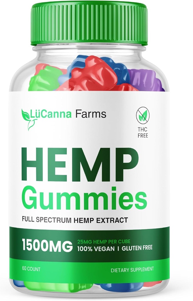 Lucanna Farms Gummies, Lucana Farms Hemp Gummies Advanced Formula Maximum Performance Hemp Blend, LucannaFarms Gummies Supplement 25mg per Gummy, 1500mg botila bakoitzeko Berrikuspenak 2024 (60 Gummies)