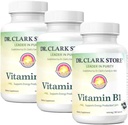 Bernard Jensen's Dr. Clark Store Vitamina B1 Thiamine 500mg Suplemento -Thiamine B1 Suplemento para Sistema Nervoso Saudável e Metabolismo Energético, Sem Glúten, Lacticínios Grátis - 100 Cápsulas Gelatina 3Pack